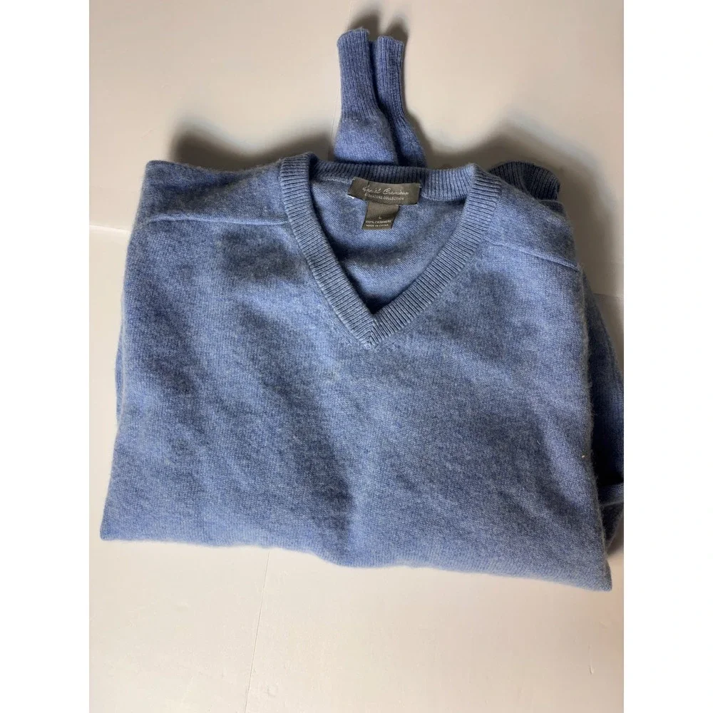 Daniel Cremieux Signature Collection Mens Blue 100% Cashmere V-Neck Sweater L